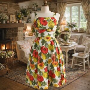 HOST PICK⭐️1950’s Floral Cocktail Fit & Flare Party Dress From Paris